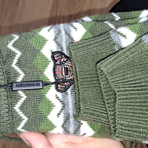 BURBERRY Tomliegh Fair Isle Wool & Cashmere Joggers Pants Baby 12 mon Moss Green - Picture 5 of 6